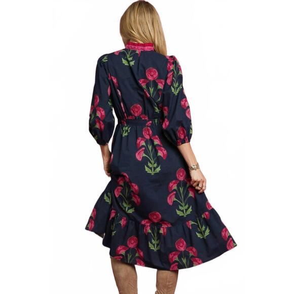 NEW UMGEE floral midi dress in navy - Picture 2 of 3
